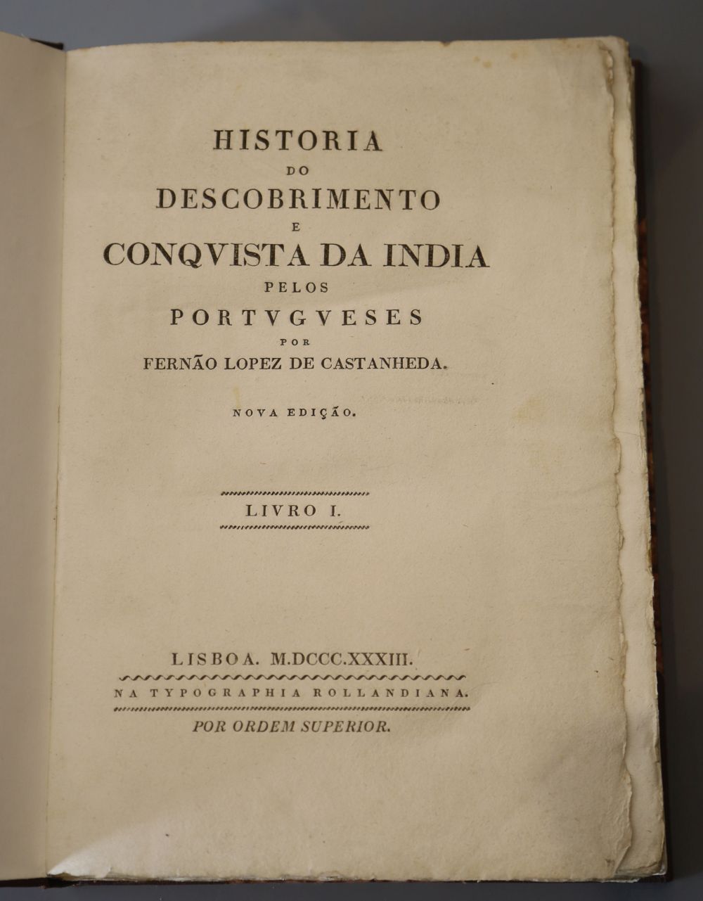 Castanheda, Fernao Lopez de, -1559 - Historia do descobrimento & conquista da India pelos Portugueses, 8 vols in 7, modern cloth, 8vo,